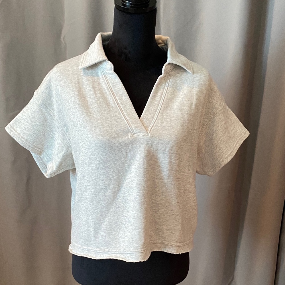 American Eagle Outfitters Light Gray Crop Top